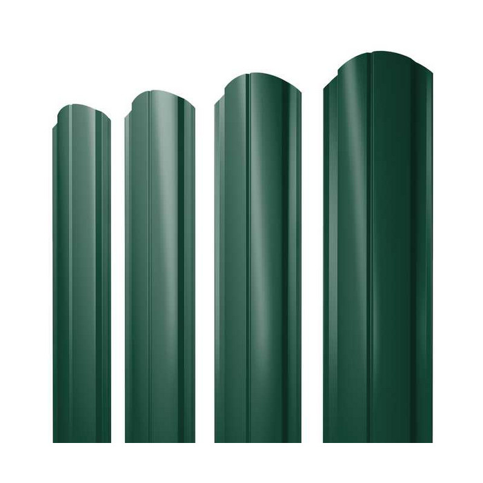 Евроштакетник Полукруглый Slim фигурный Grand Line 0,5 Satin RAL6005 Зеленый Мох